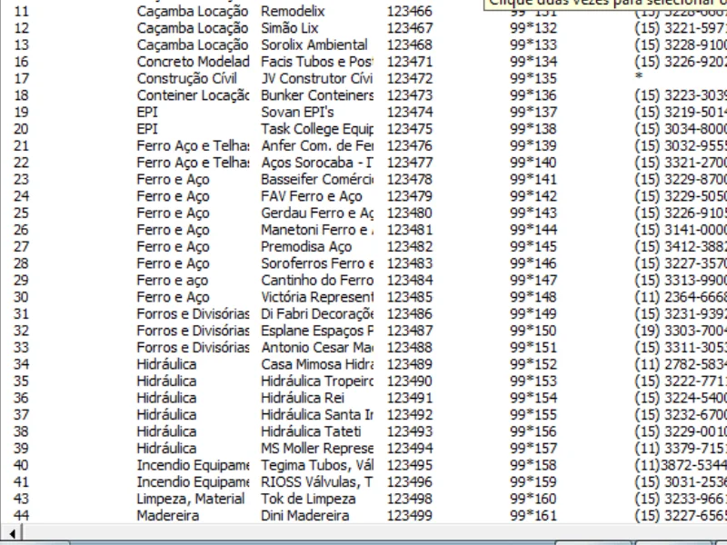 Lista de Proveedores